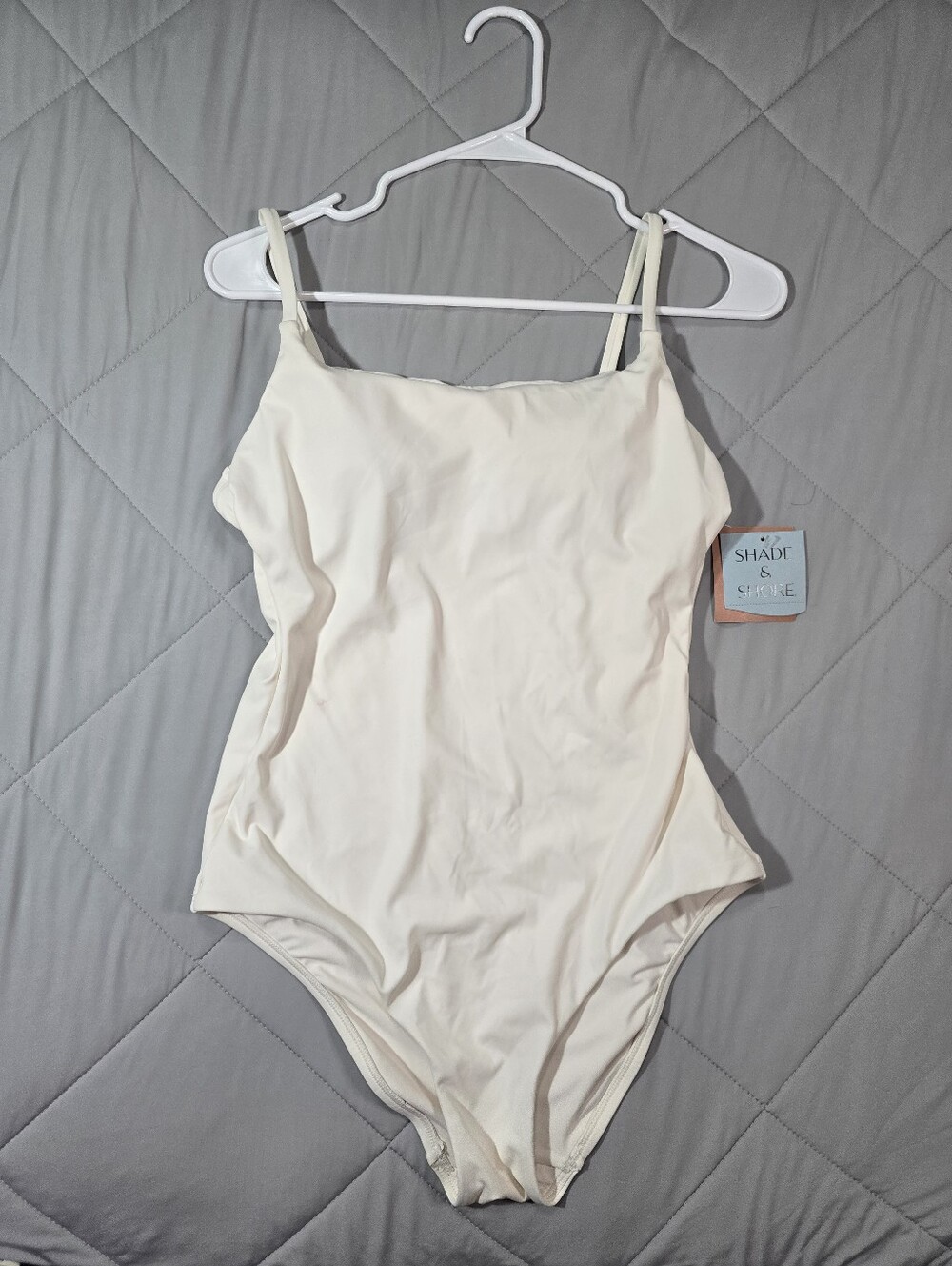 Shade & Shore White Womens' One-Piece Swimsuit with Adjustable Straps NWT